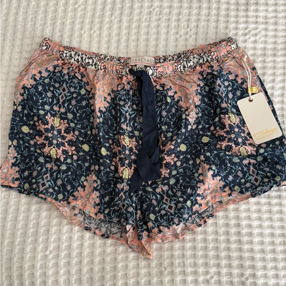 P.J. Salvage Floral Patterned Shorts - Navy and Pink